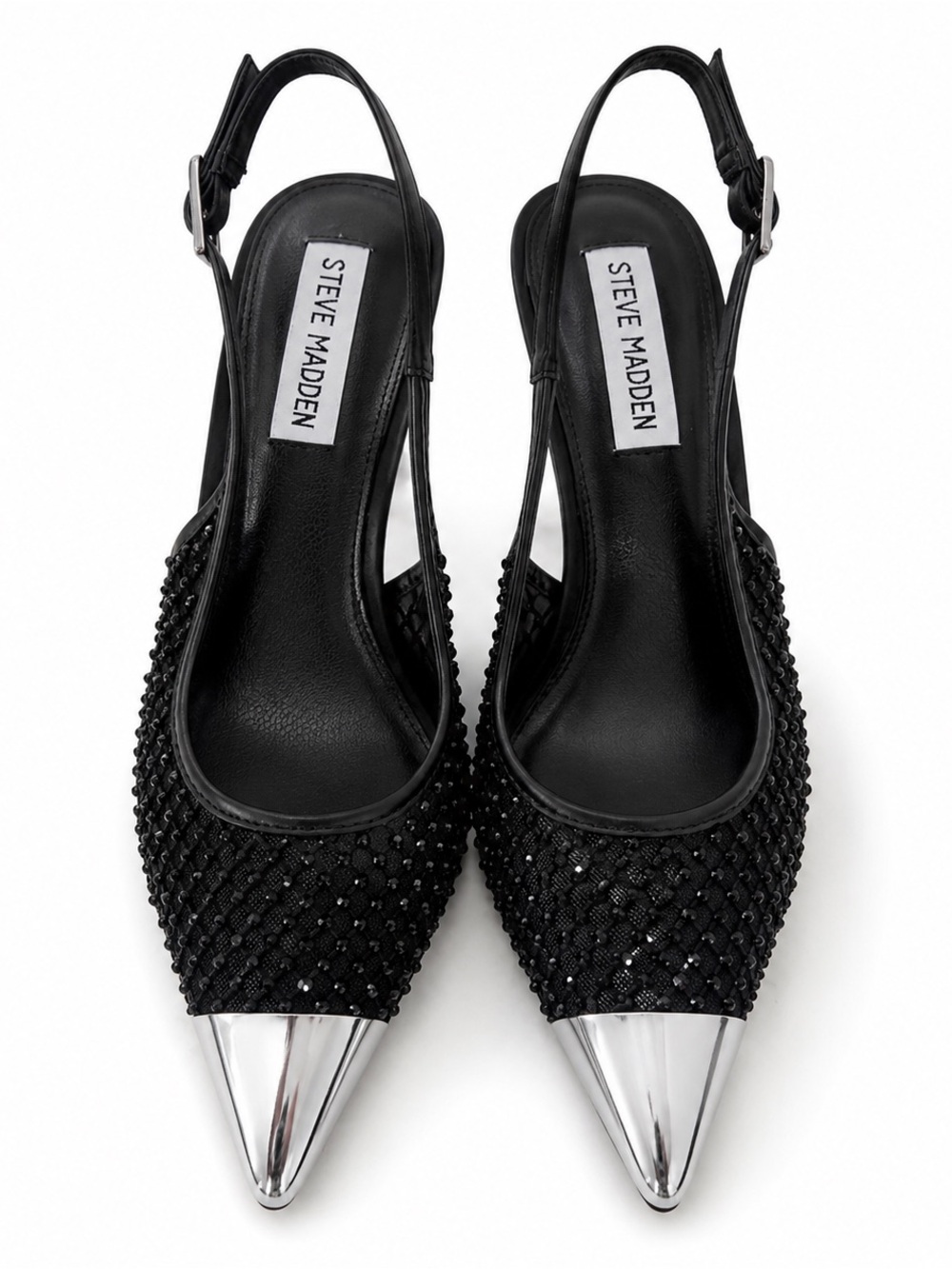 Steve Madden Y2K Glam Slingback Heels Silver Pointed Toe Size 6